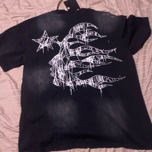 Black Graphic T-Shirt with White Design